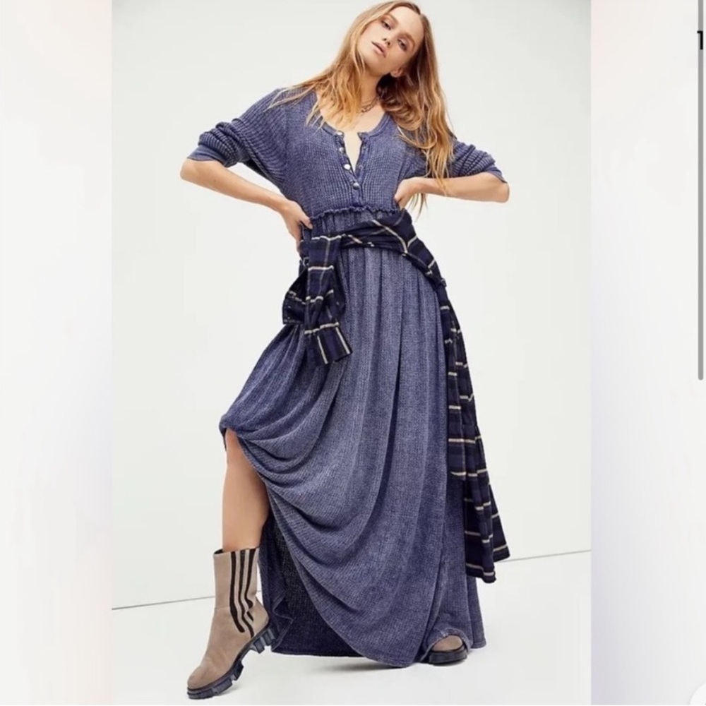 Free People Marissa Henley Dress size M color Navy